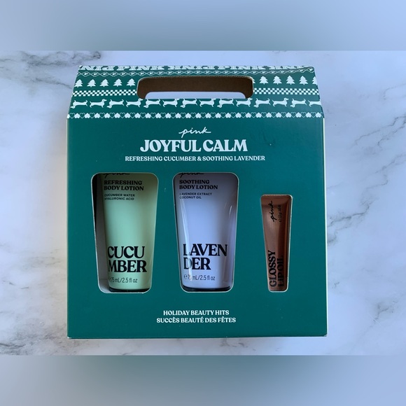 PINK Victoria’s Secret Joyful Calm Holiday Beauty Hits 3-Piece Gift Set- NWT - Picture 2 of 9